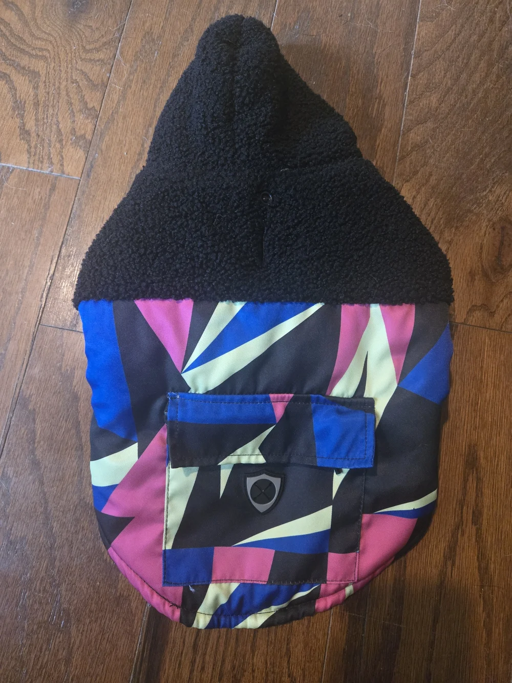 Colorful Geometric Hooded Dog Coat - Small